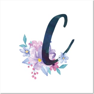 Floral Monogram C Pretty Lilac Bouquet Posters and Art